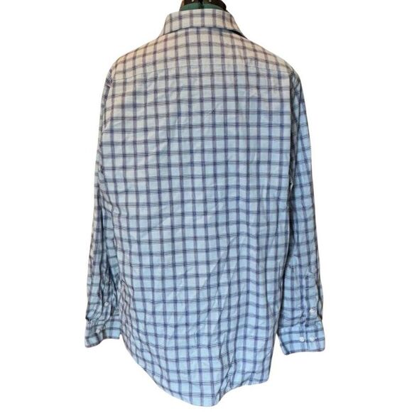 Haggar Button Down Plaid Dress Shirt - Size 16-16.5, Navy/Blue - Picture 2 of 5